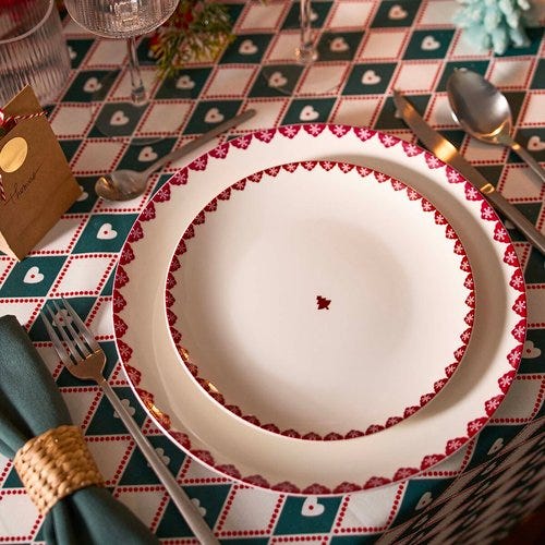 Lote de platos llanos de porcelana Flocani