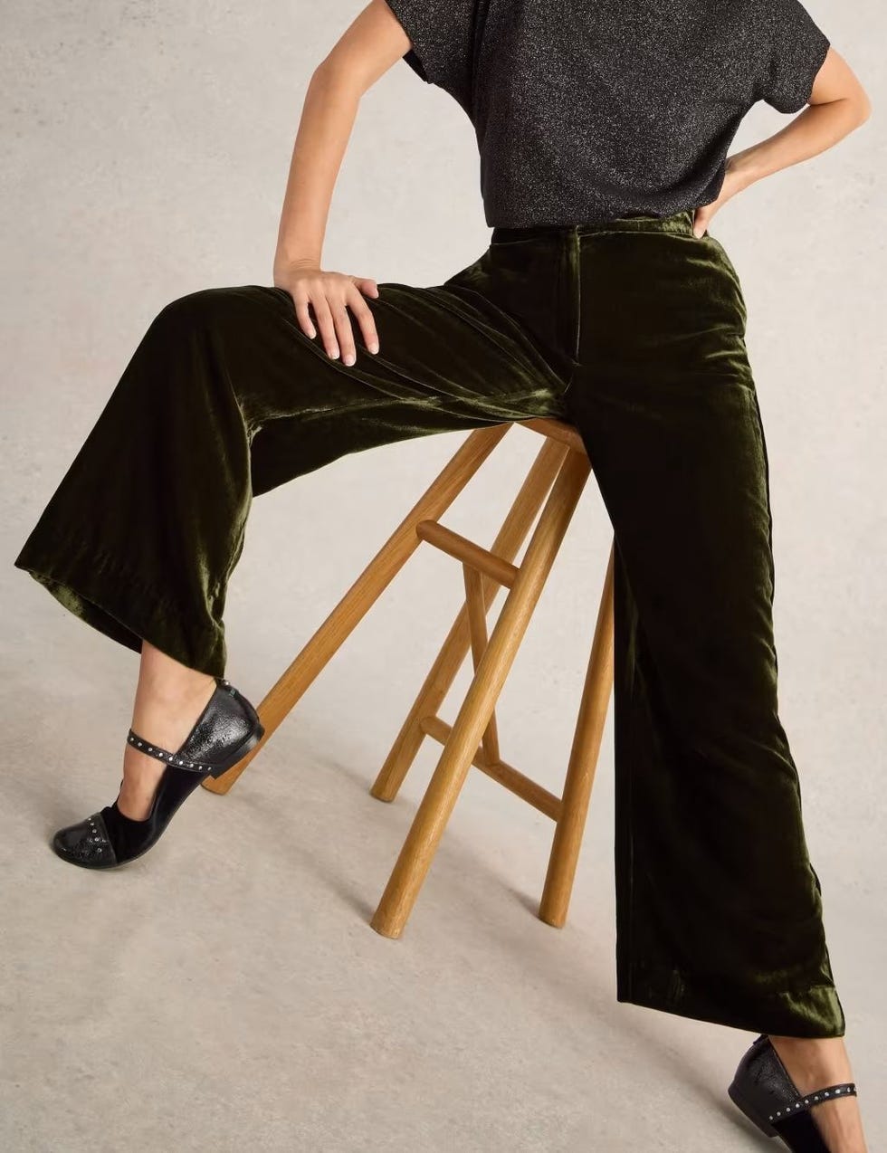 Velvet Wide Leg Trousers