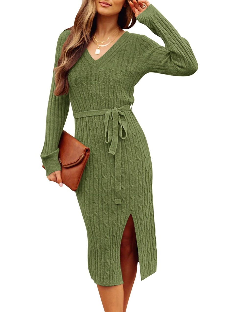 Soft Cable Knit Sweater Dress