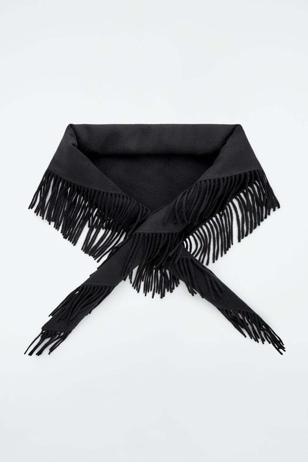 Fringed Merino Wool Triangle Scarf