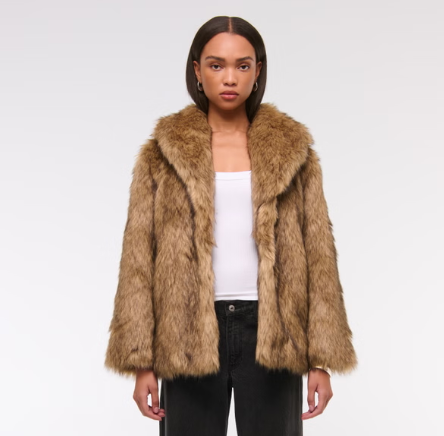 Shawl Collar Faux Fur Coat