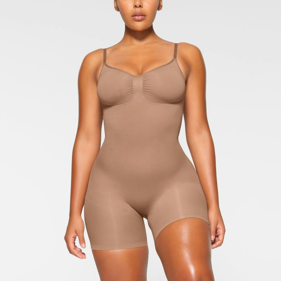 Seamless mid-thigh shaping bodysuit