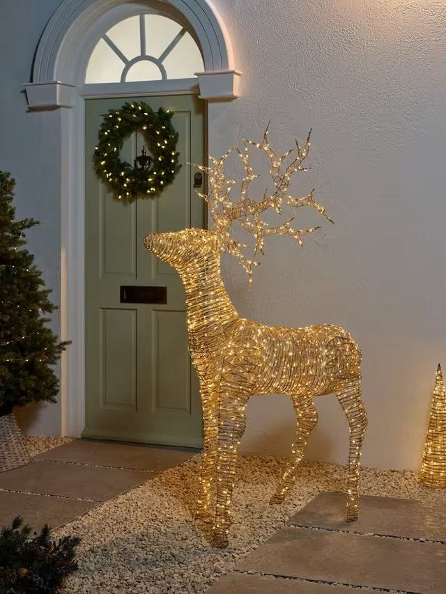 50 Micro LED Battery Operated Rattan Reindeer Lit Figure