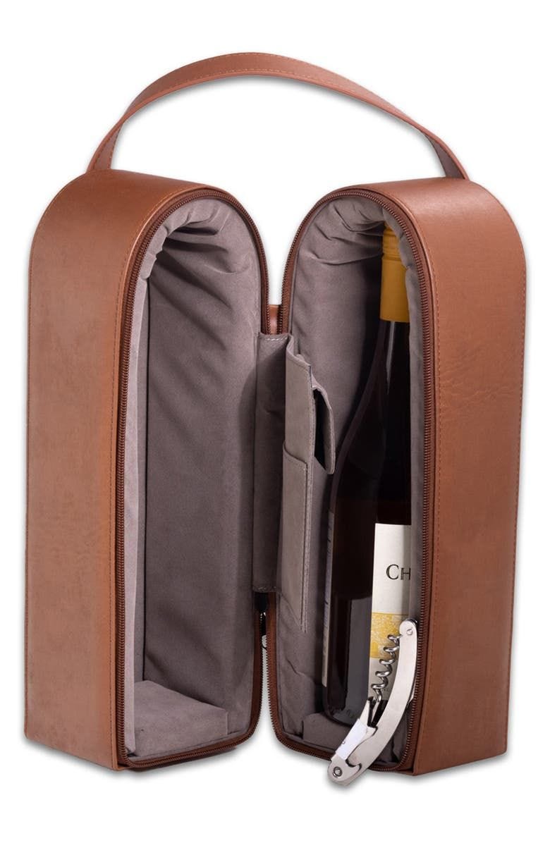 Vino Leather Wine Caddy & Corkscrew Set