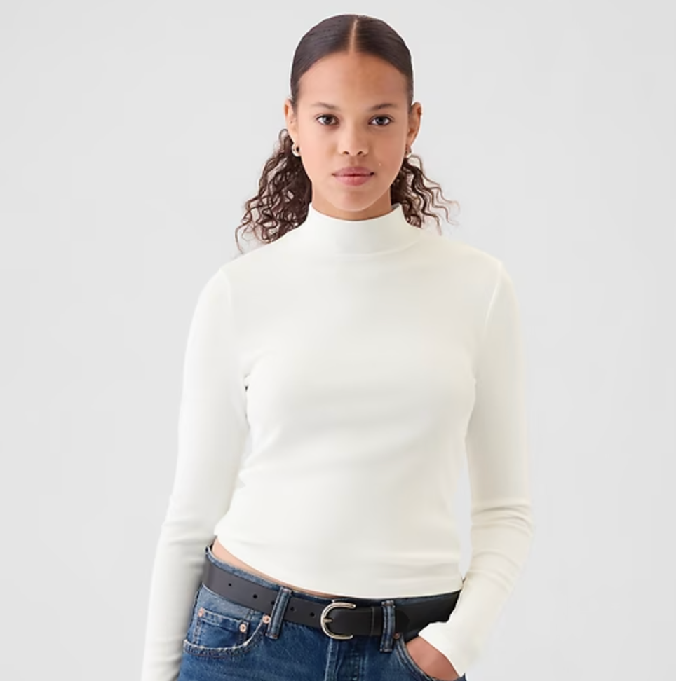 Modern Rib Cropped Mockneck Shirt