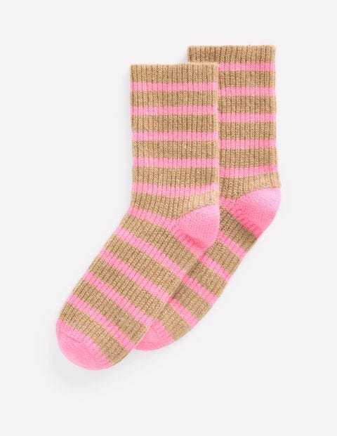 Cashmere Socks Pink and Camel