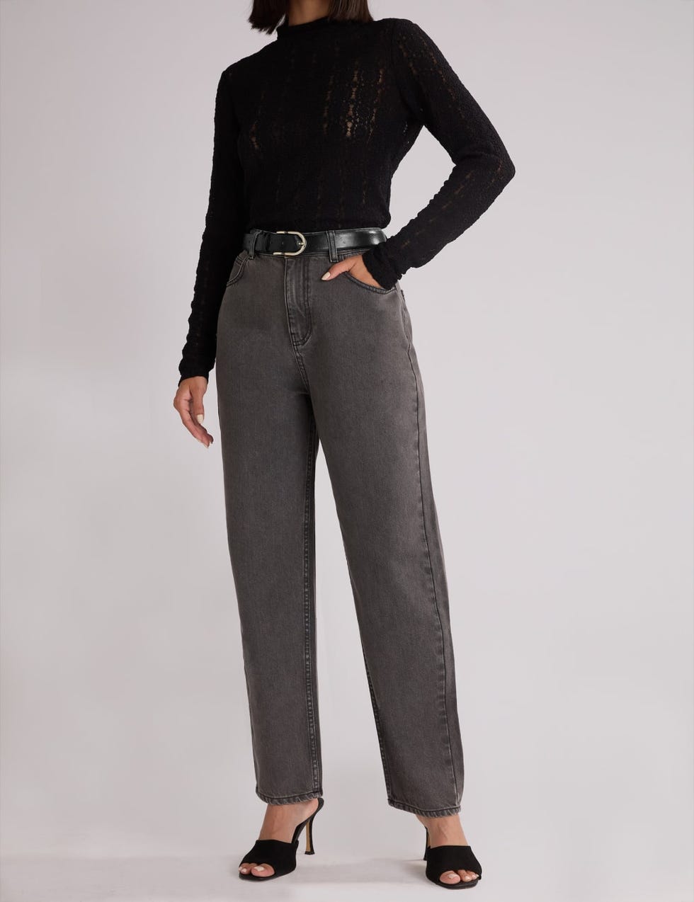 Mid Rise Straight Leg Jeans