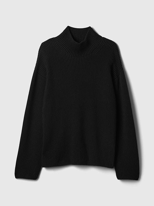 Oversized Split-Hem Mockneck Sweater