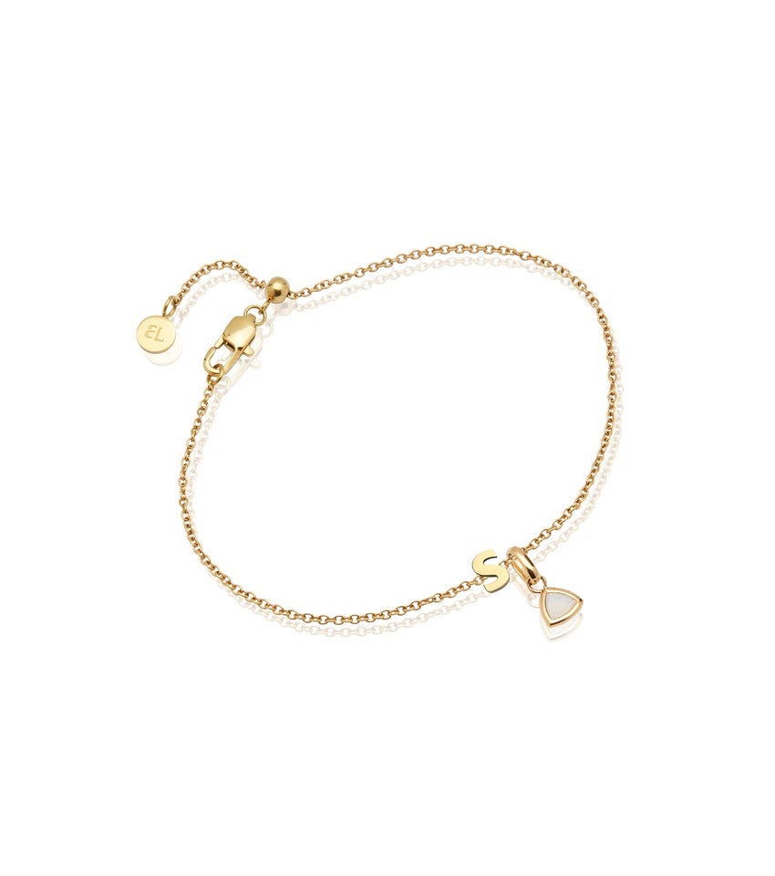 Birthstone & Little Luxe Letter Bracelet in Gold