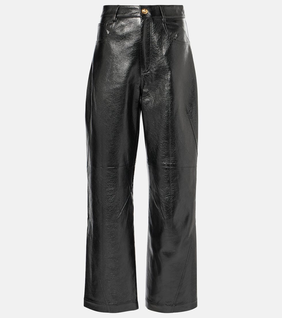 High-Rise Leather Wide-Leg Pants