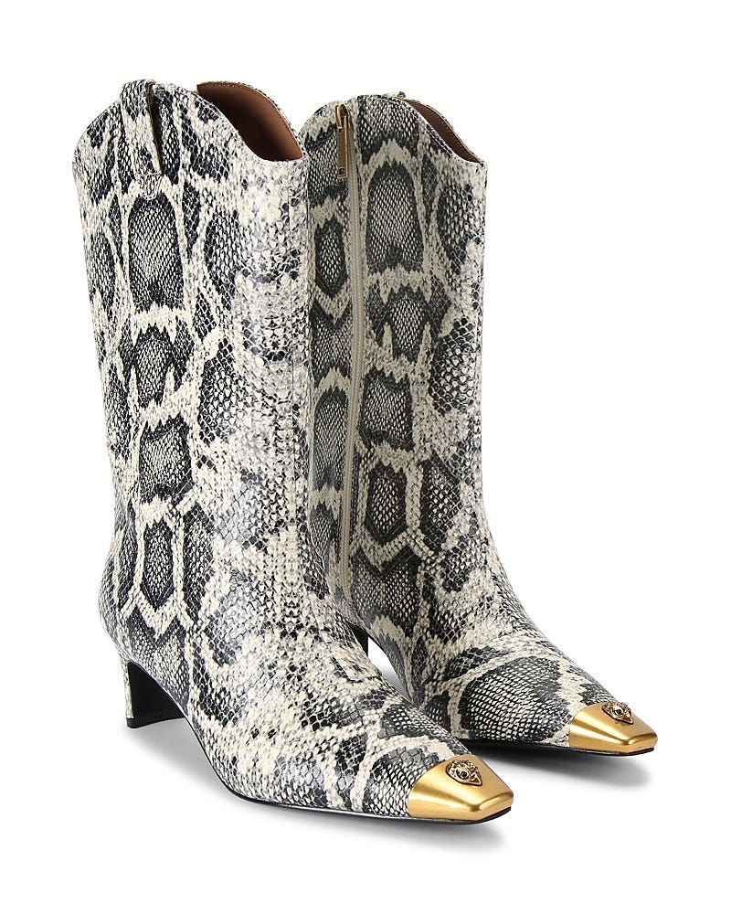 Regent Snip Toe High-Heel Snake Embossed Boots