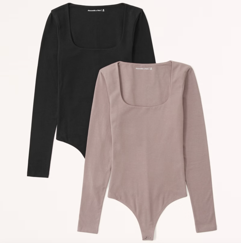 Cotton-Blend Squareneck Bodysuits (2-Pack)