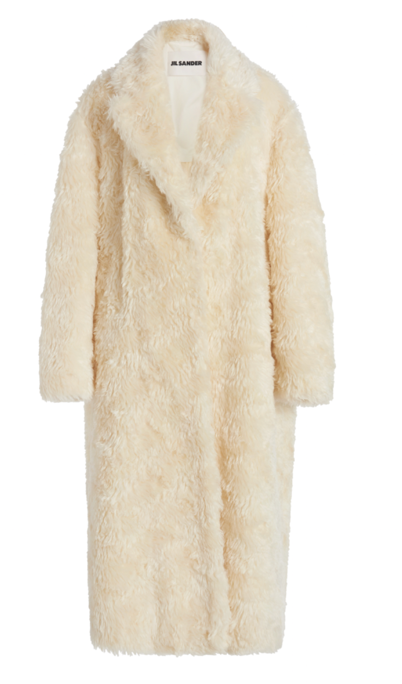 Mohair blend long pile coat