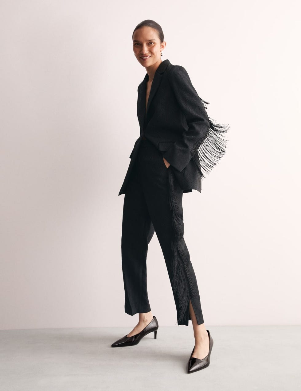 Jacquard Fringed Jacket