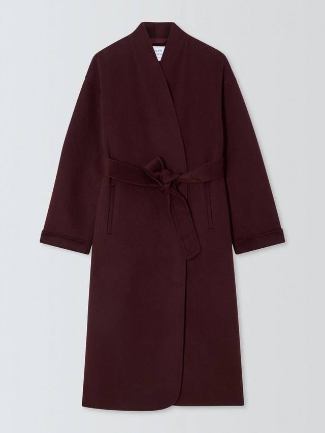 John Lewis Burgundy Wrap Double Front Coat