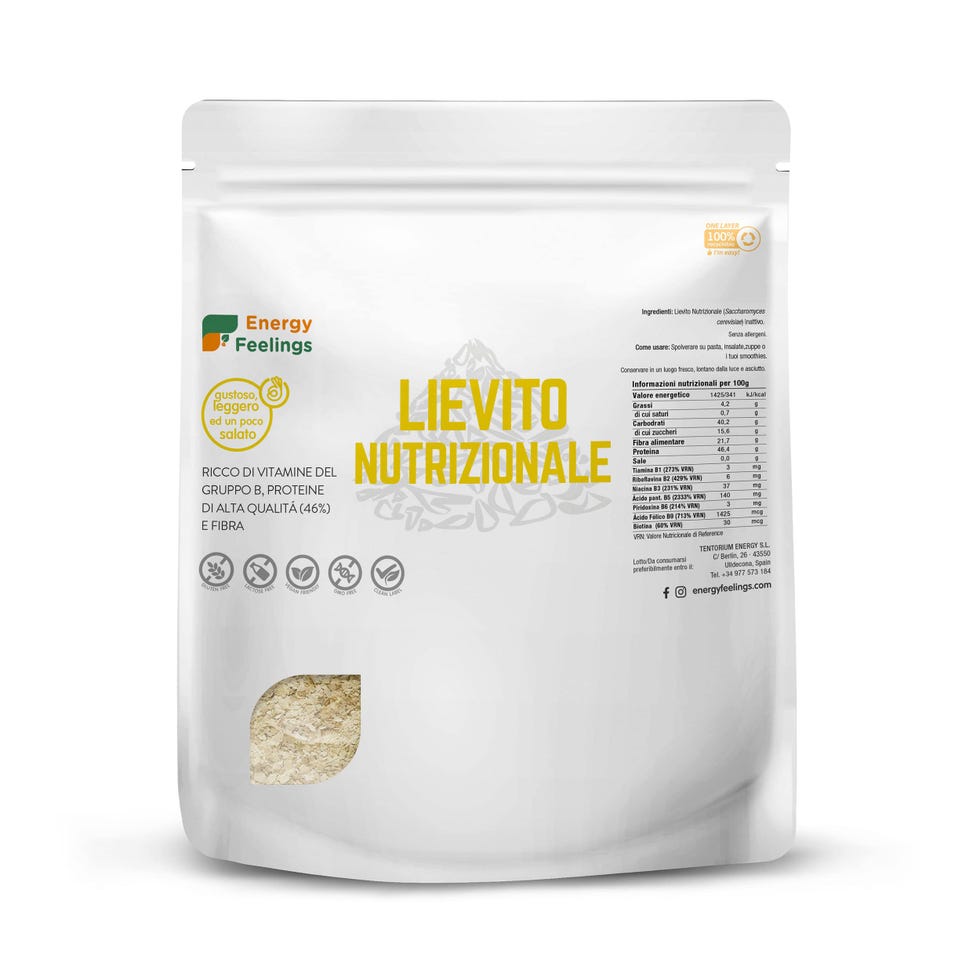 Energy Feelings Energy Feelings Lievito Nutrizionale Alimentare Naturale in Scaglie 1 kg | Integratore Ricco di Vitamine B | in Fiocchi Senza Glutine e Vegano 46% Proteine