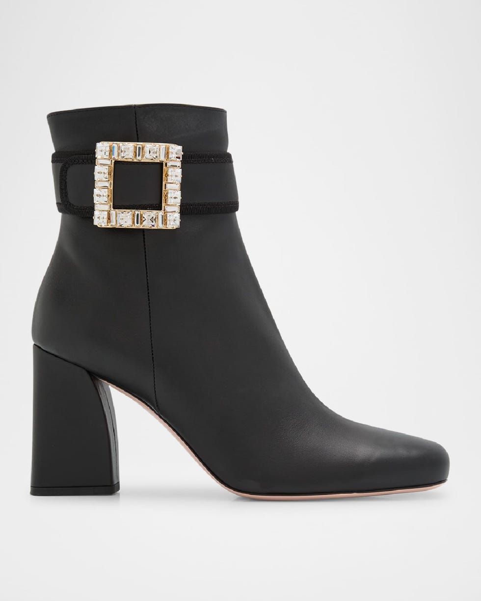 Leather Buckle Ankle Booties