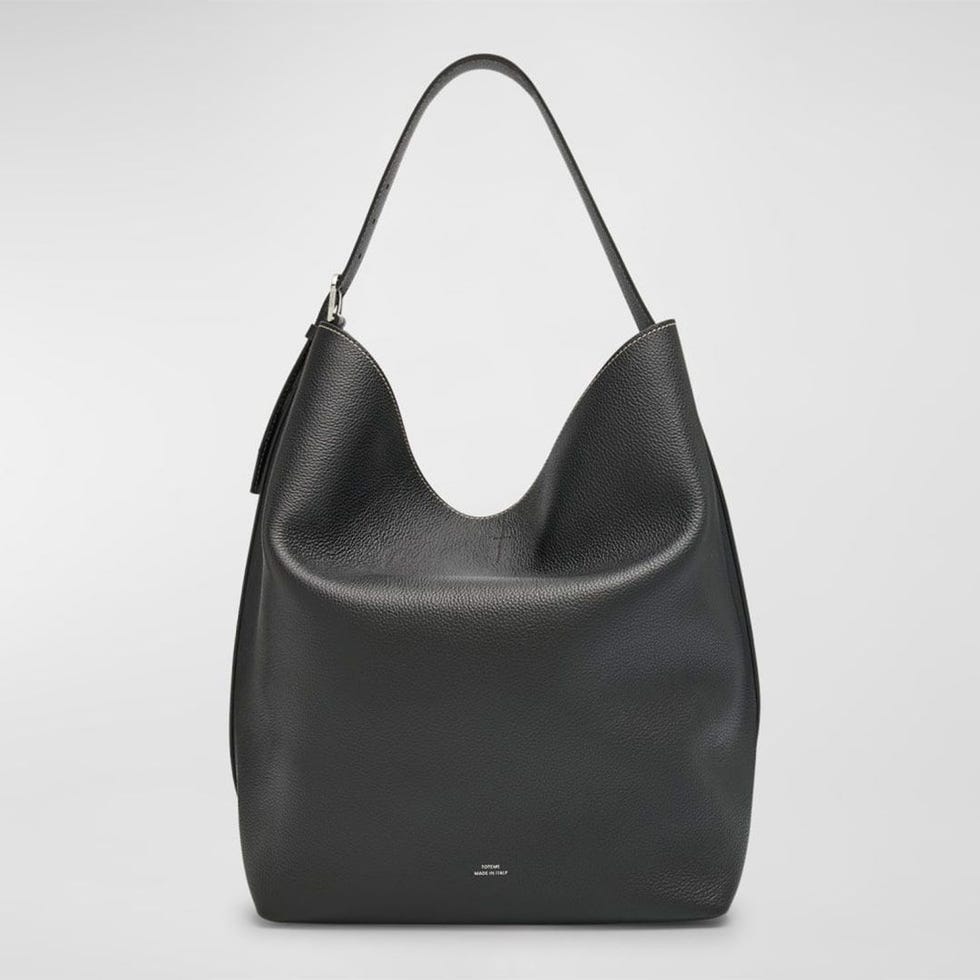 Belted Leather Tote Bag