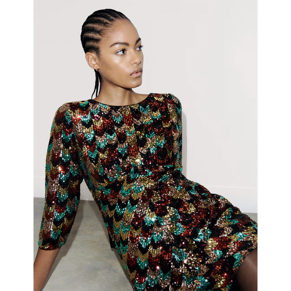 Bow Detail Sequin Mini Dress 