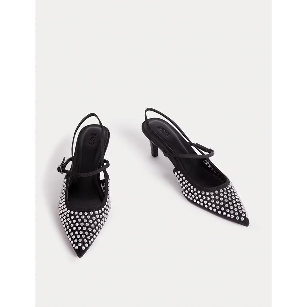 Sparkle Kitten Heel Slingback Shoes