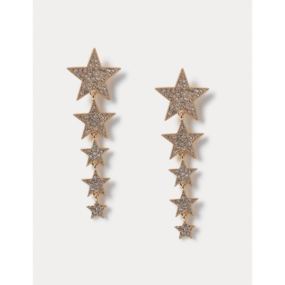 Christmas Gold Tone Star Stud Earrings 