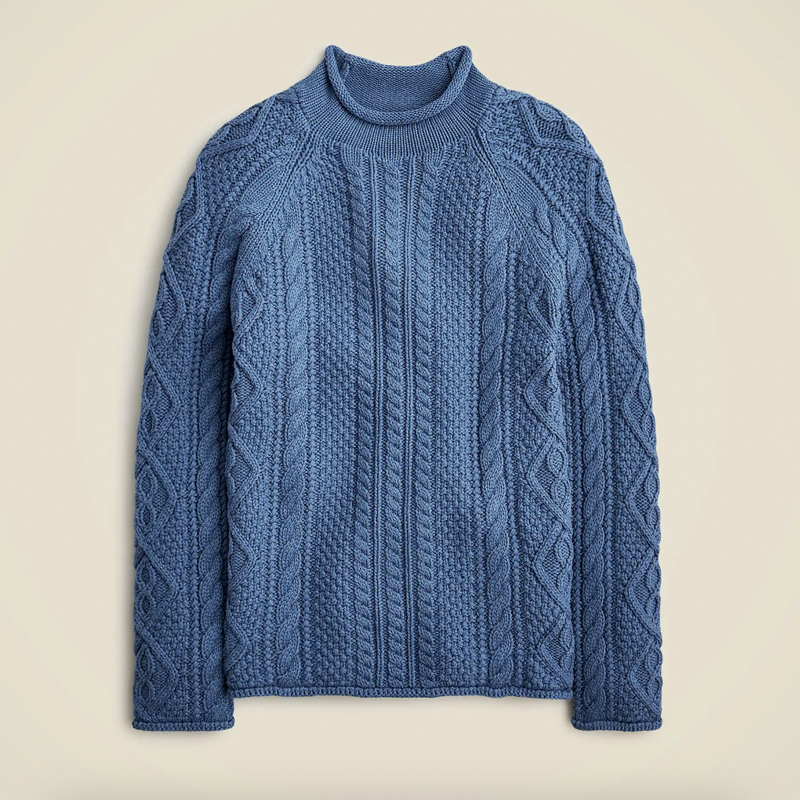 Cotton Cable-Knit Rollneck Sweater