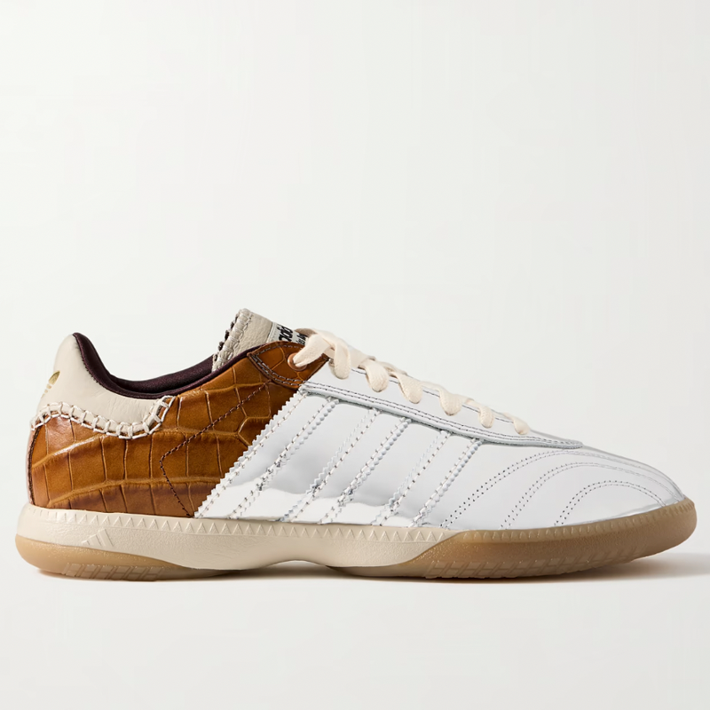 Samba Millennium Paneled Croc-Effect and Metallic Leather Sneakers