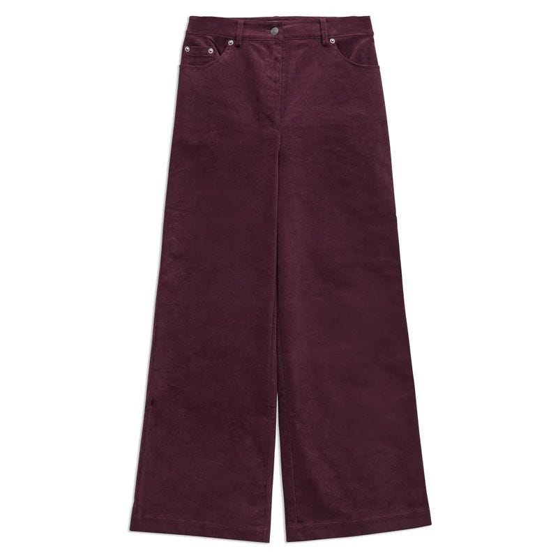 Burgundy Cord Wide Leg Trouser