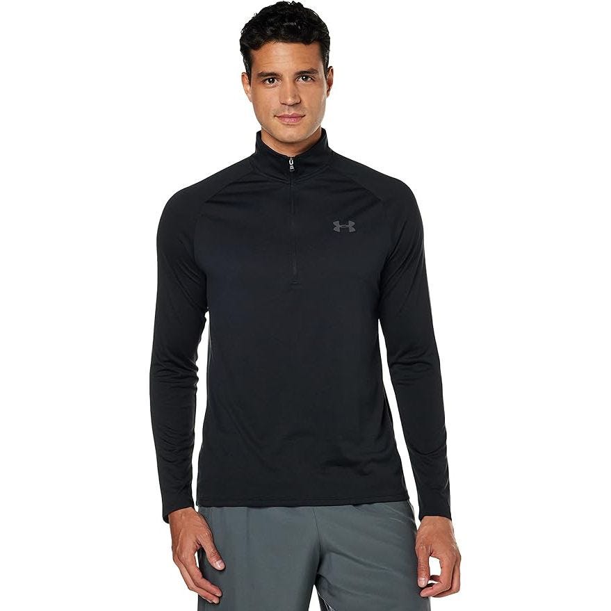 Camiseta de manga larga UA Tech™ ½ Zip para hombre en color negro