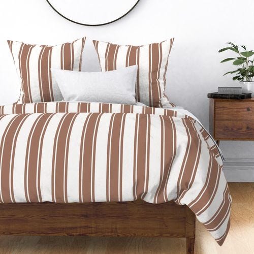 Vertical Stripes Fabric in Mocha Mousse