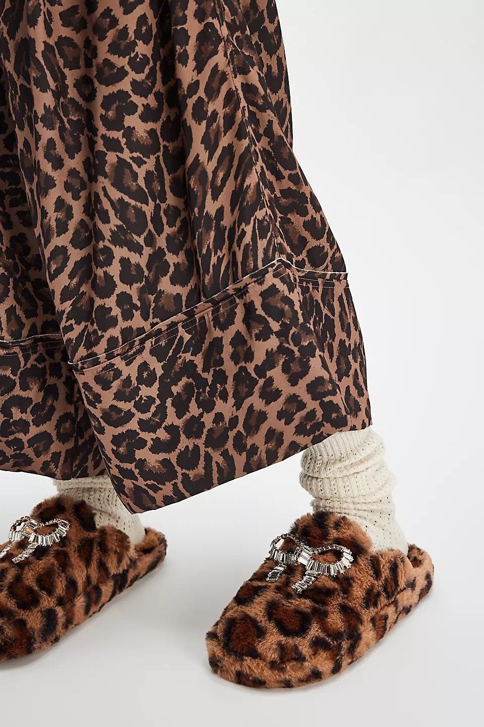 Leopard Print Bow Detail Slippers