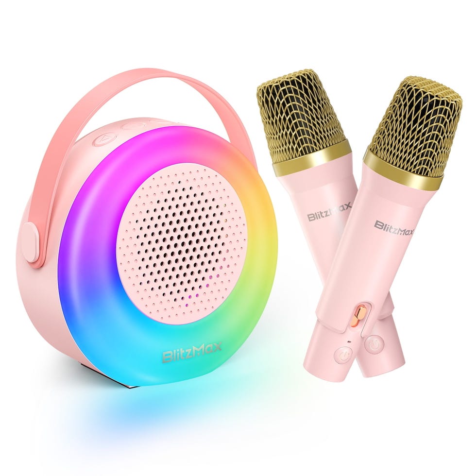 Karaoke Machine with 2 Wireless Mic, Mini Portable Bluetooth Speaker