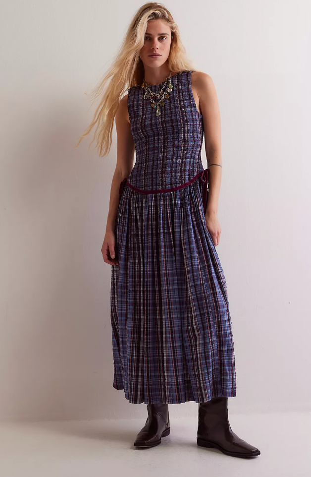 Nightingale Plaid Midi Dress