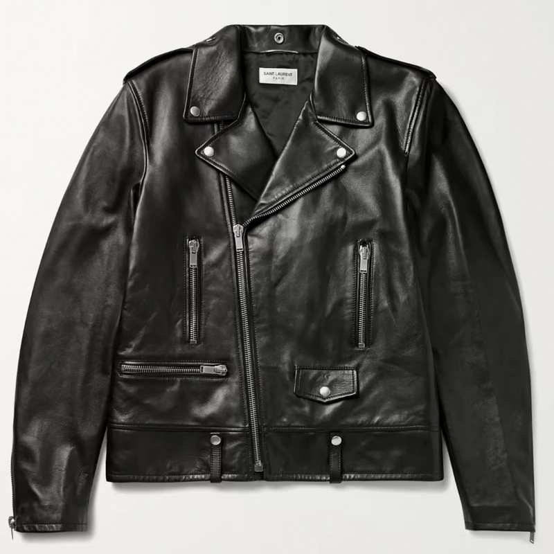 Slim-Fit Leather Biker Jacket