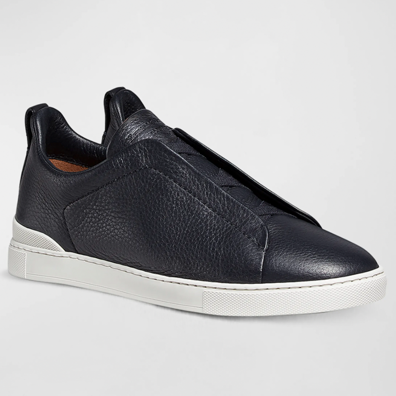 Triple Stitch Deerskin Leather Sneakers