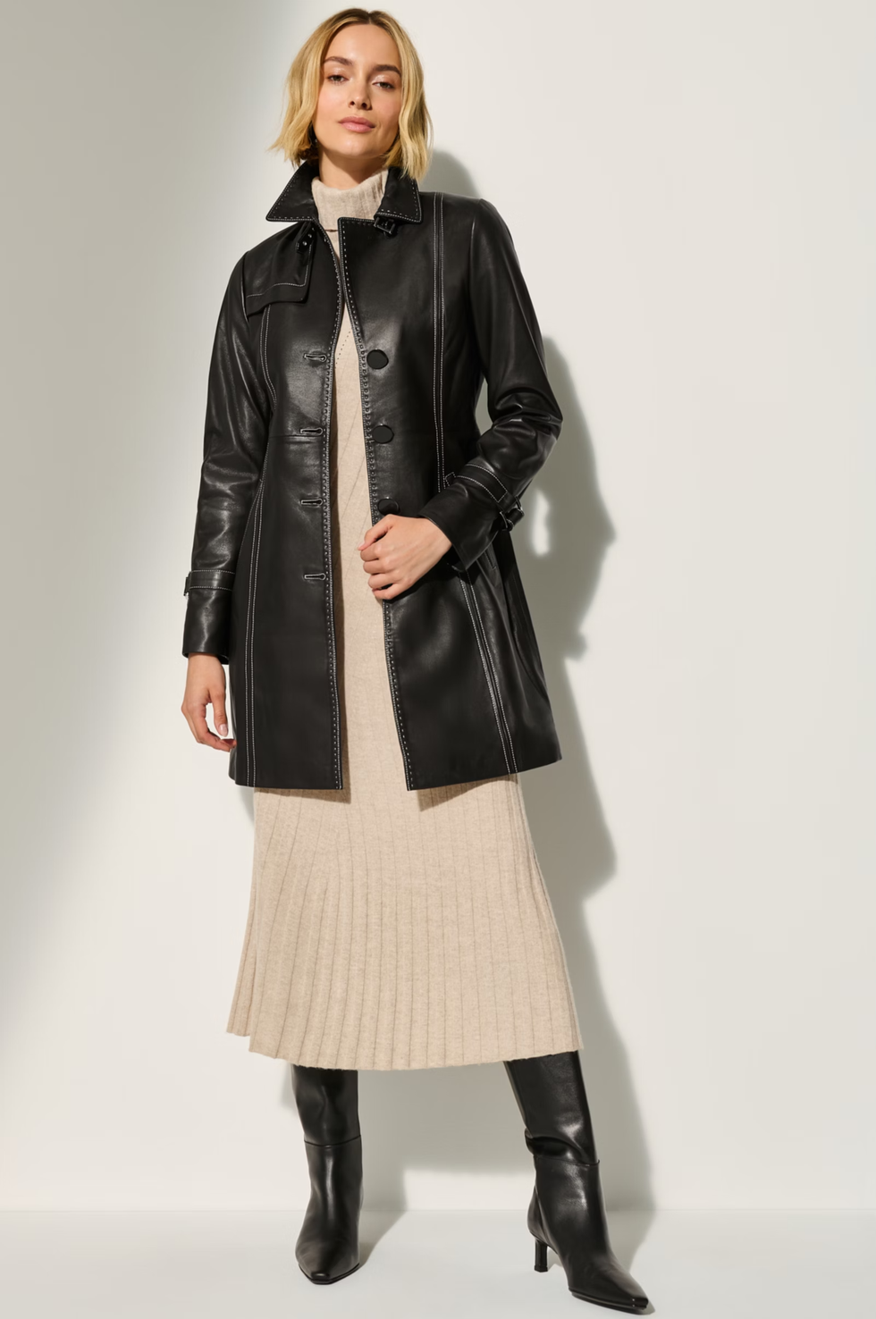 Mia Leather Trench Coat