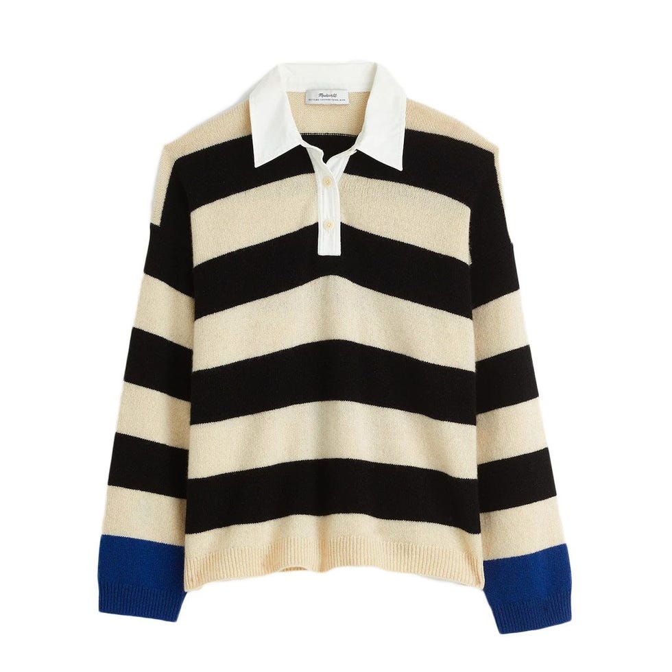 Cashmere-Wool-Blend Rugby Sweater