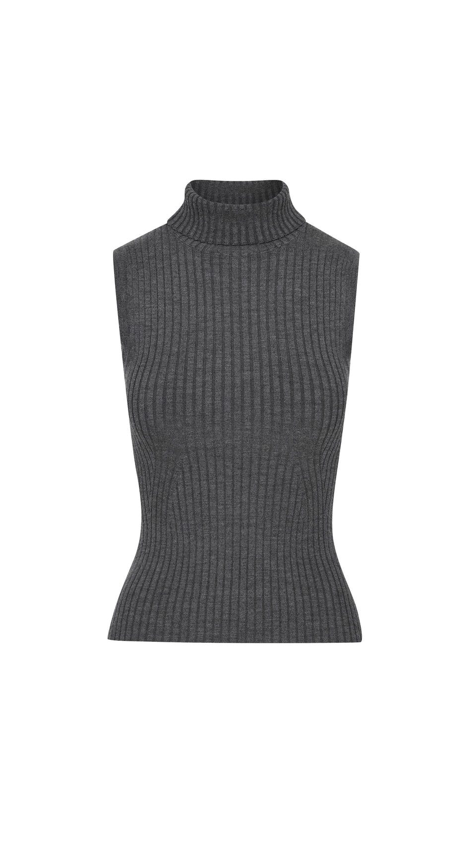 Sleeveless Turtleneck in Stretch Wool