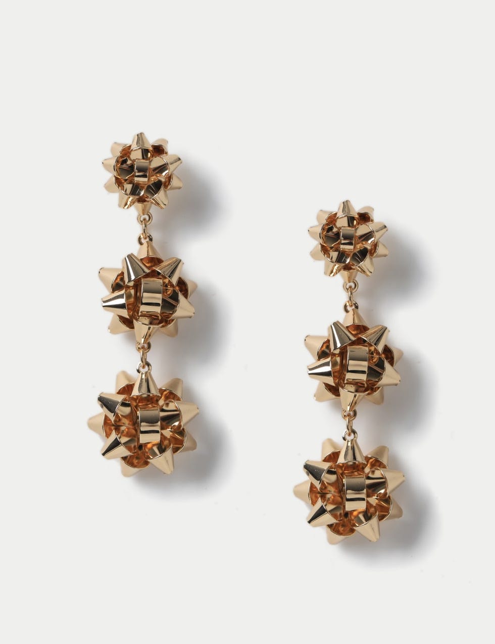 Christmas Gold Tone Bow Drop Earrings