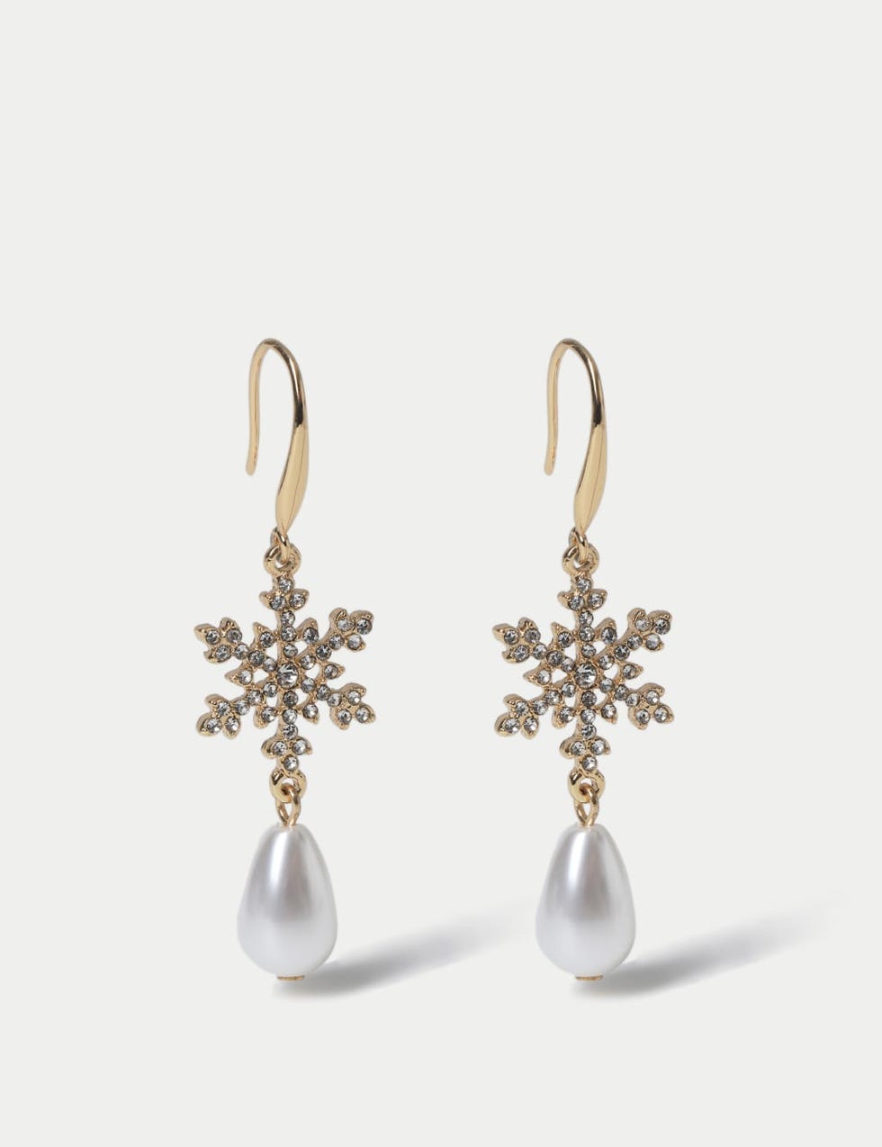 Christmas Pearl Snowflake Drop Earrings