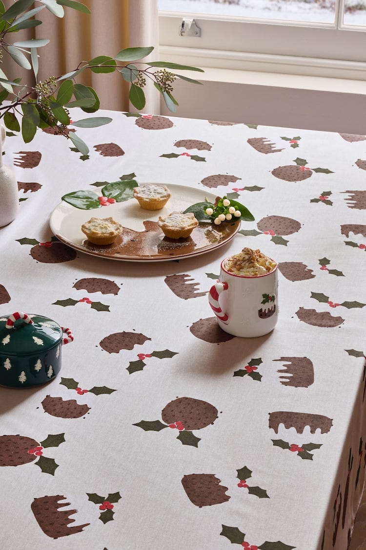 Natural Christmas Pudding Wipe Clean Table Cloth