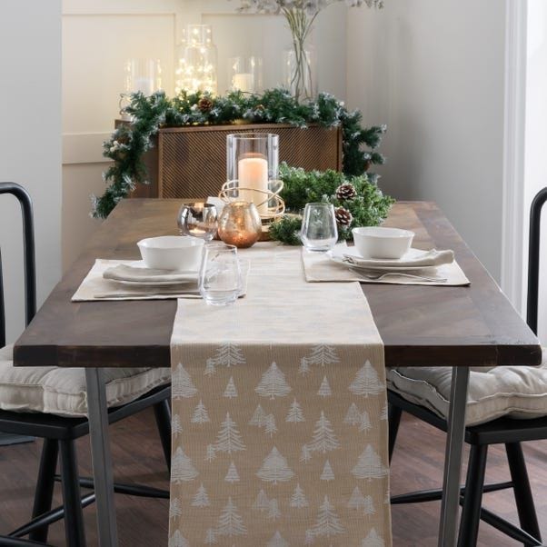 Spruce Trees Cotton Jute Table Runner