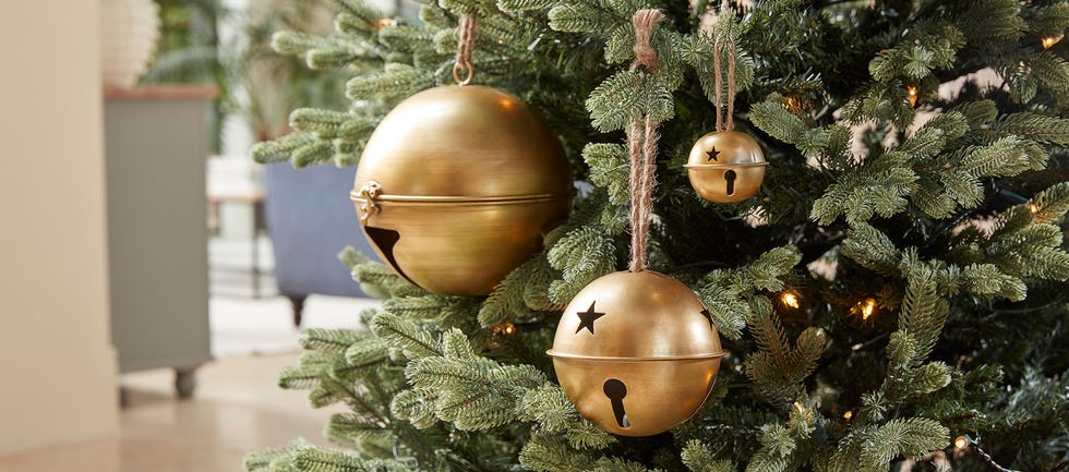 Antique Brass Effect Bell Baubles - Set of 3