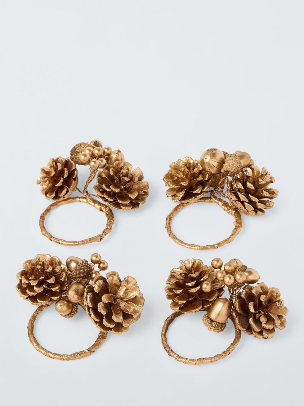 John Lewis Pinecone Napkin Rings  Set of 4  Gold