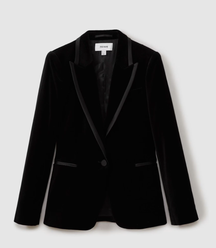 Parisa Velvet Single-Breasted Suit Blazer