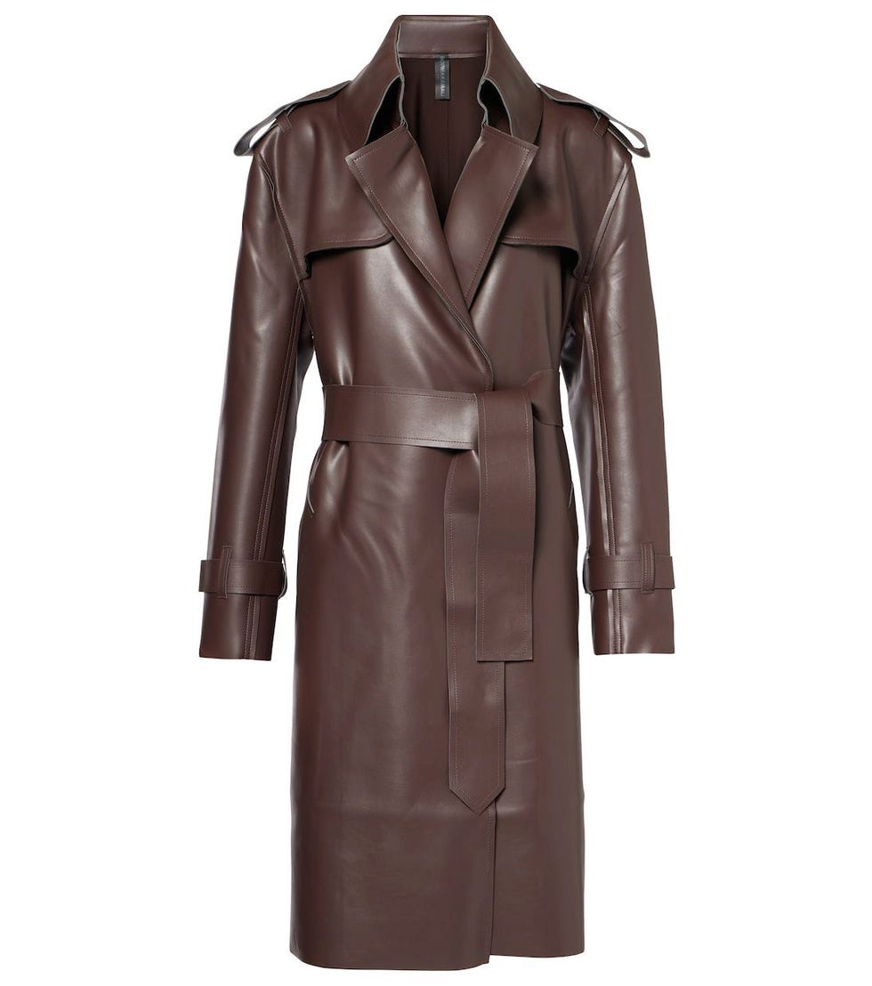 Faux leather trench coat