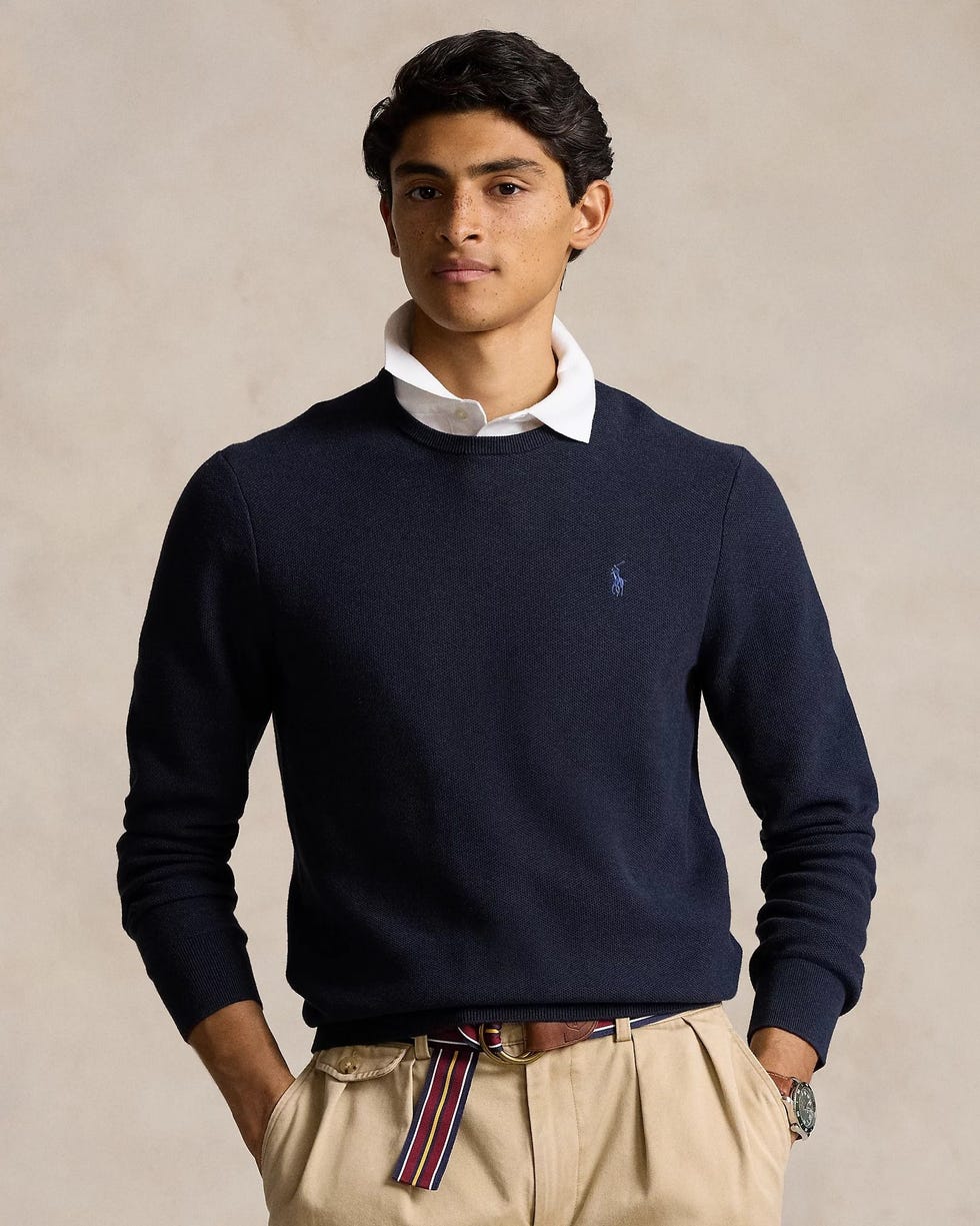 Textured Cotton Crewneck Sweater