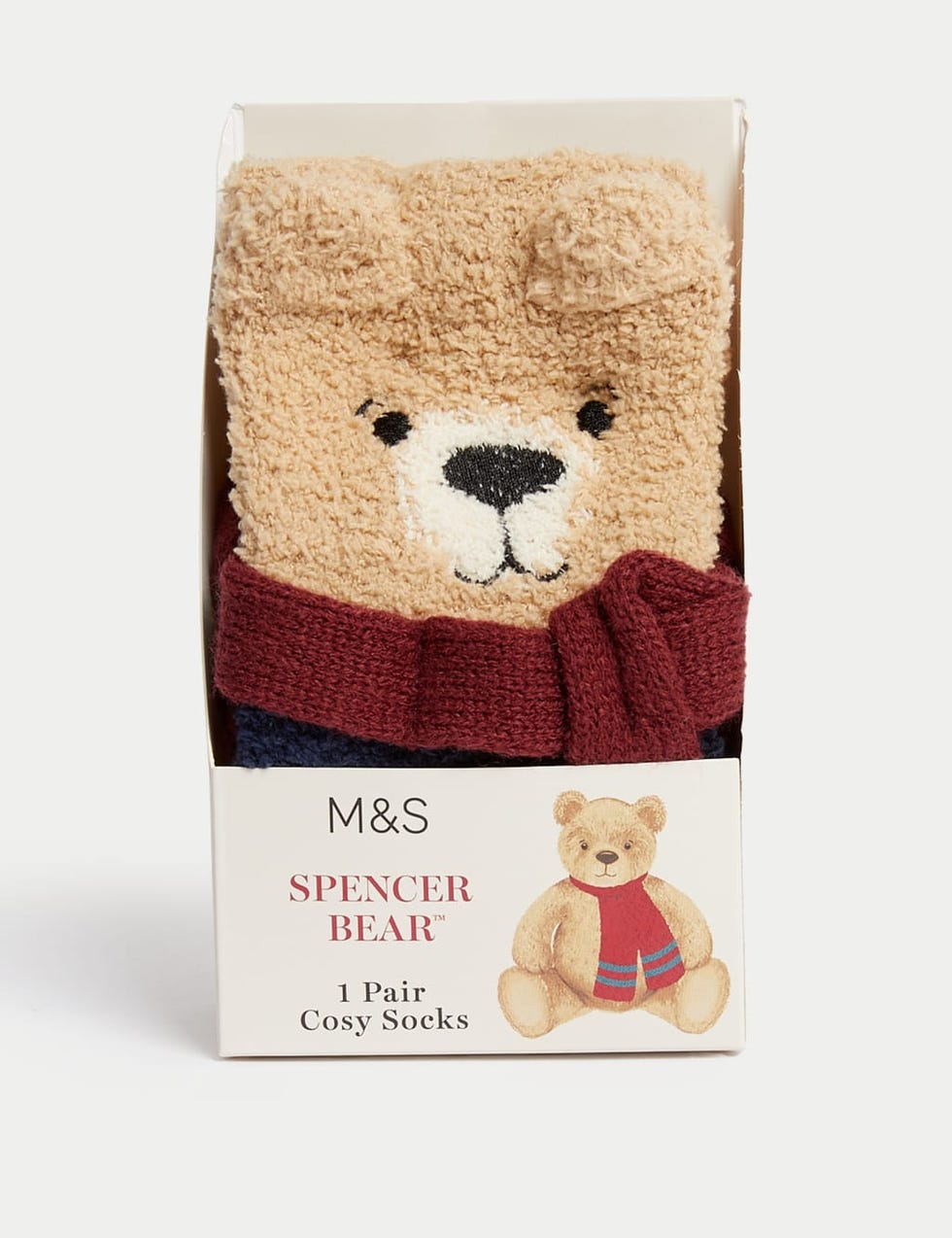 Cosy Spencer Bear™ Christmas Slipper Socks