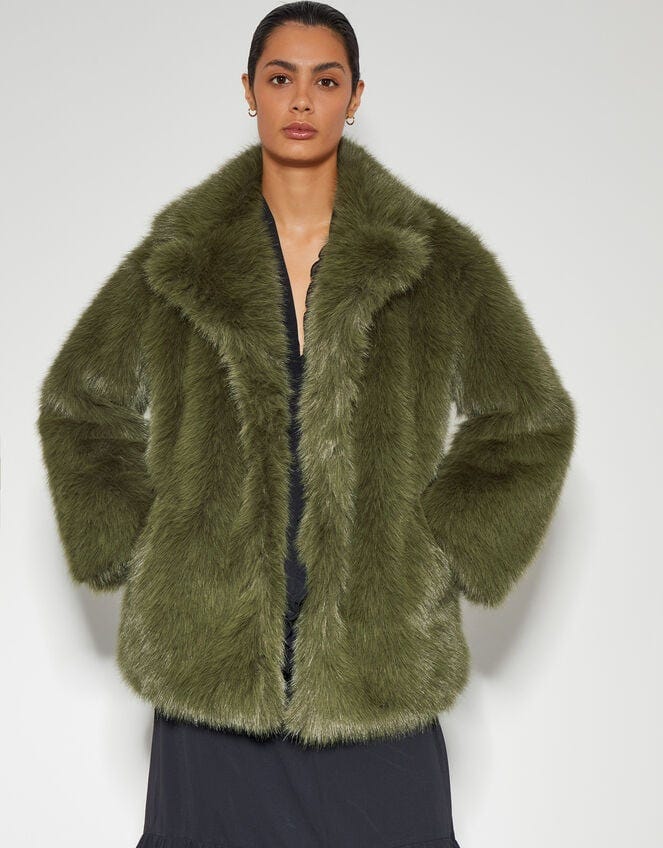 Felixa Faux Fur Coat Green