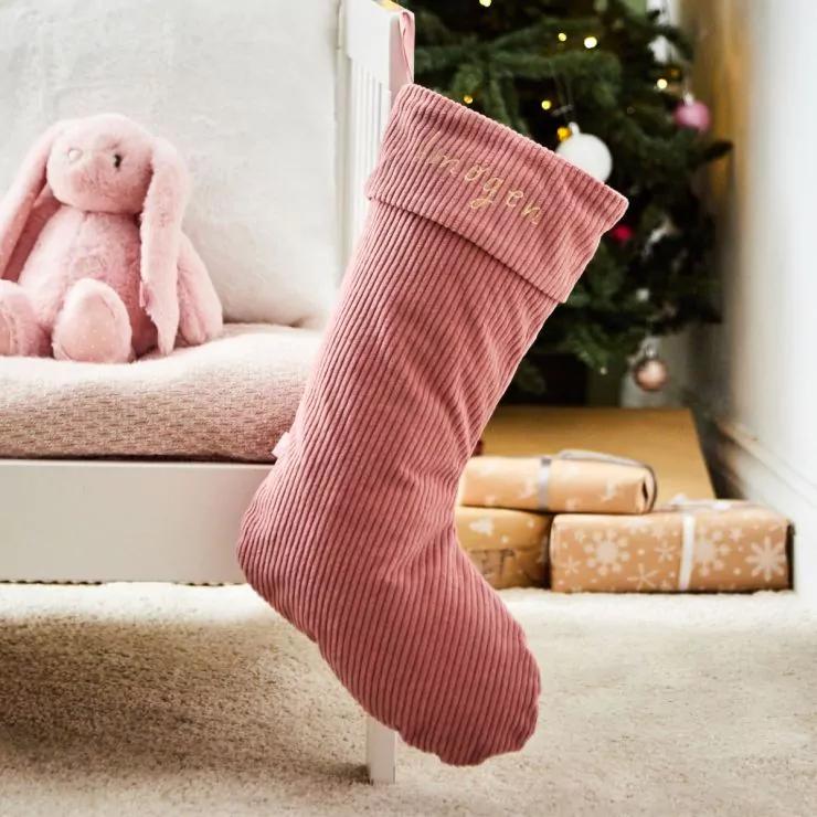 Personalised Dusky Pink Cord Stocking